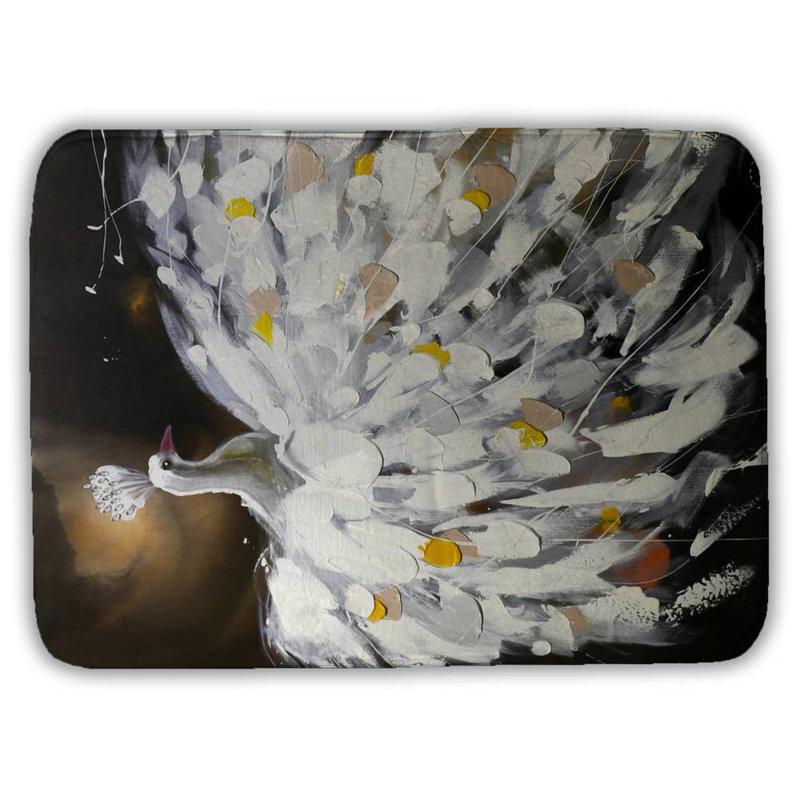 Abstract peacock Bath Mat with Non-Slip Backing - Quick Dry Memory Foam Bathroom Rug - Absorbent - Modern Plush Spa-Style - Machine Washable