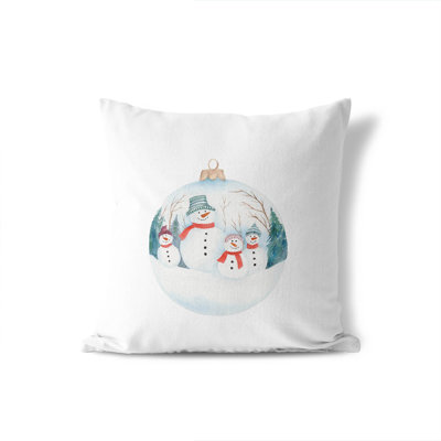 Watercolor Snowman Family Indoor Pillow with Removable Cover