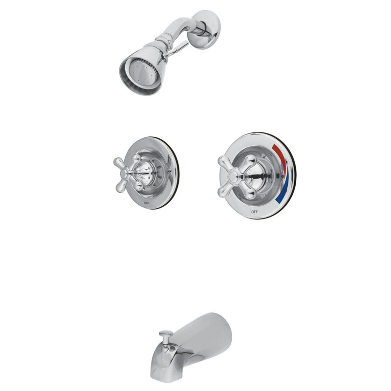 Kingston Brass Vintage Double-Handle Pressure Balanced Tub and Shower Faucet, Chrome