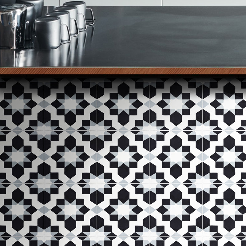 Affos 8 in. x 8 in. Tile, Black/Gray/White
