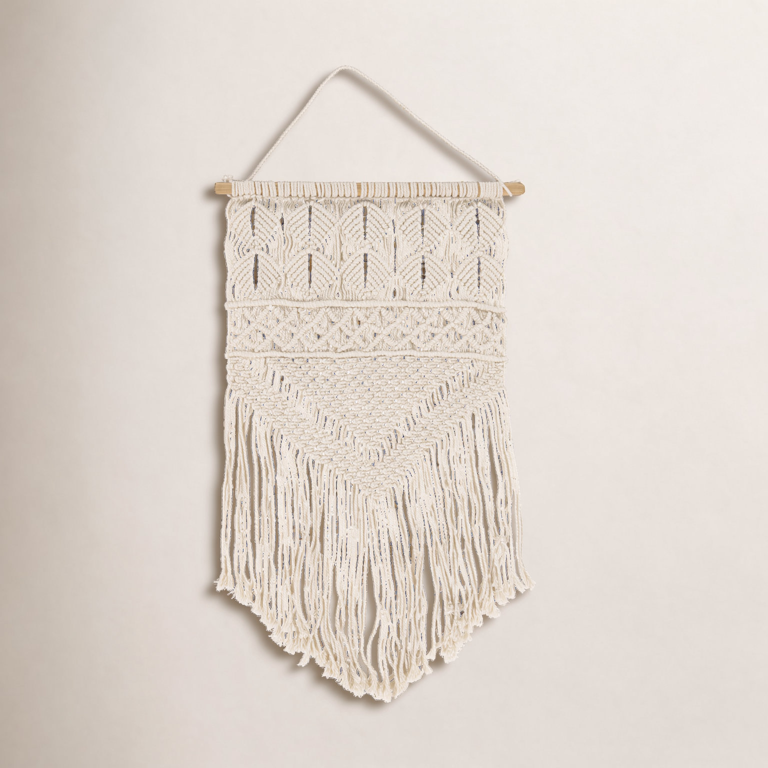 Cotton Hand Woven Tiered Wall Hanging, 60" H x 29" W