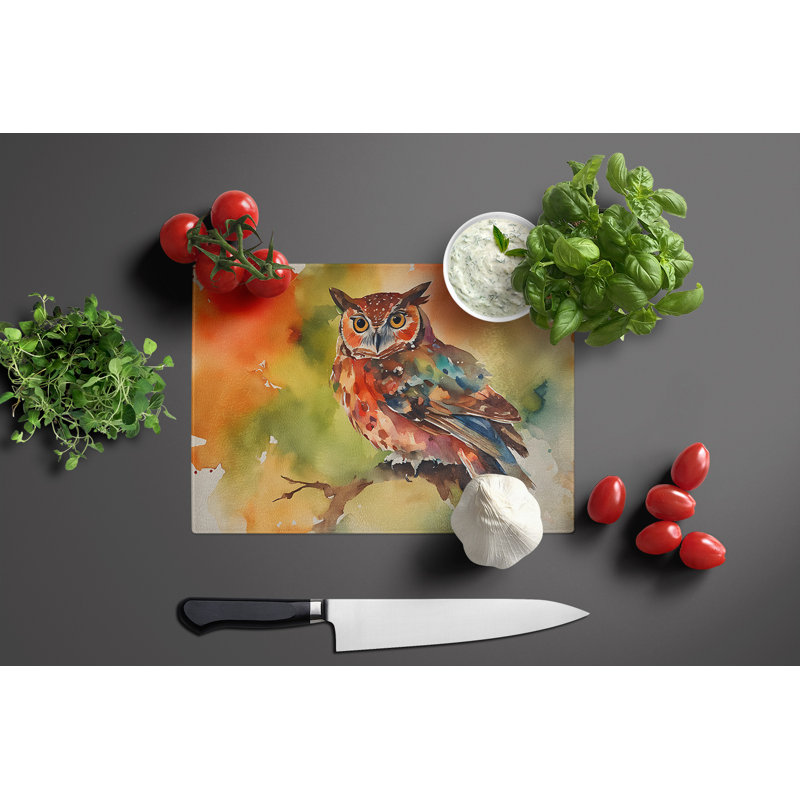 Elf Owl Glass Cutting Board