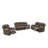 Comfy Manual Brown Corduroy Stripe Fabric Living Room Recliner Functional 3-Piece Sofa Set