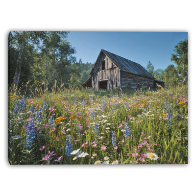 Barnyard Meadow Flowers Wrapped Canvas Wall Art