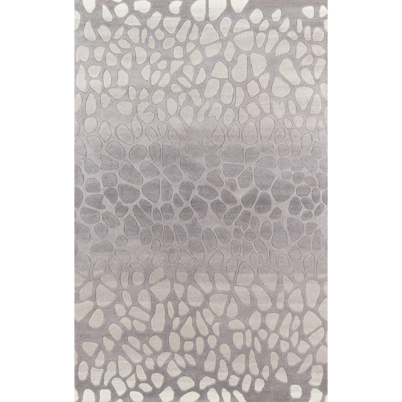 Tapis argenté en laine touffeté à la main Cobos, Rectangle 2 pi 3 po x 8 pi