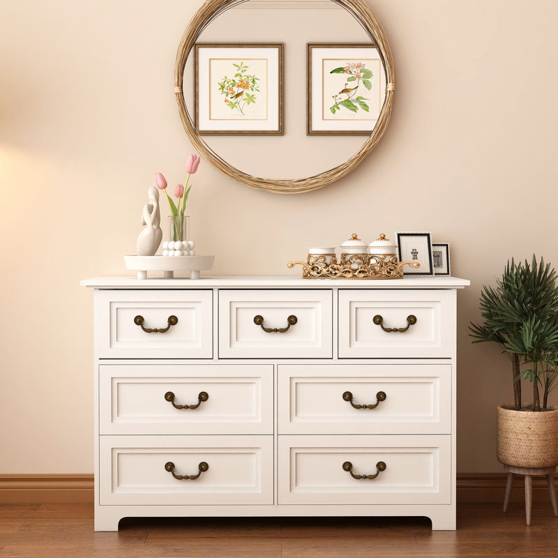 Commode 7 tiroirs Locicero (l 47,2 po), Blanc