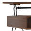 Table basse industrielle à dessus relevable en placage de noyer et métal 48 po Hunter avec 2 casiers de rangement et pieds en épingle à cheveux-1117273234-1117273232