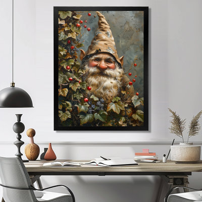 Gnome de jardin d'automne rouge et vert