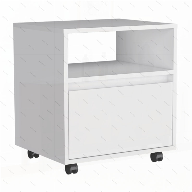Table de chevet Austin, table de bout, roulettes de table d'appoint, tiroir simple, Blanc
