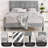 DeCoro Cambridge Upholstered Wooden Platform Bed Frame-877071271-877071268