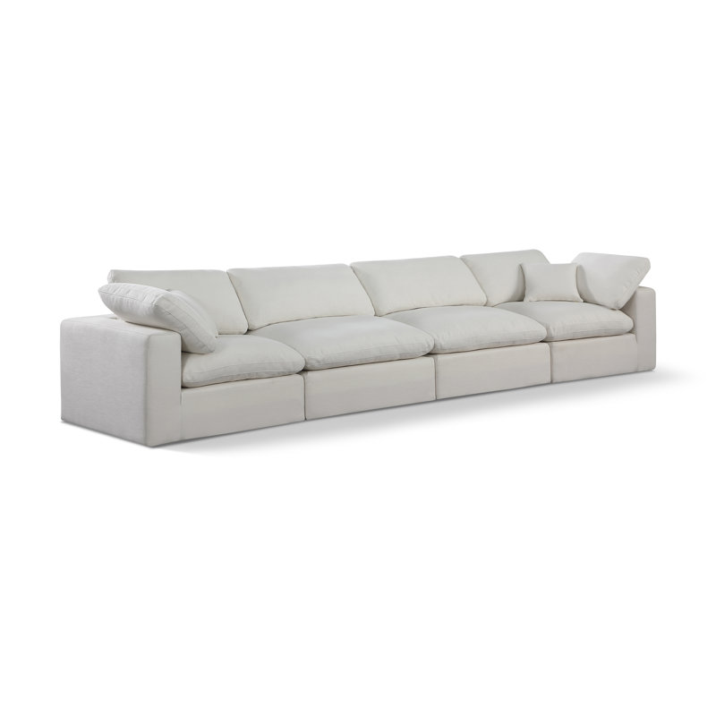 Hollynd 158" Linen Modular Sofa, Cream Linen Textured Fabric