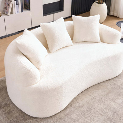 65" Curved Loveseat with 3 Pillows