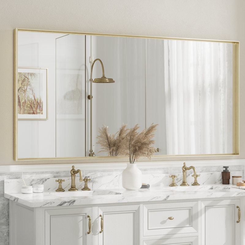 Miroir mural Aevar, 72 po x 36 po, Or brossé