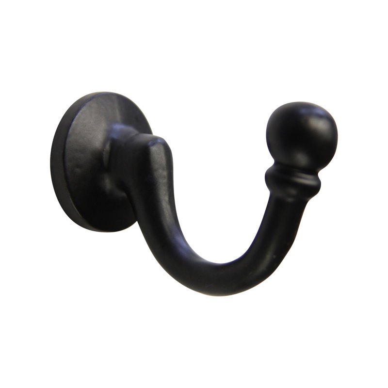 Black Iron Traditional Wall Hook with Rounded Knob