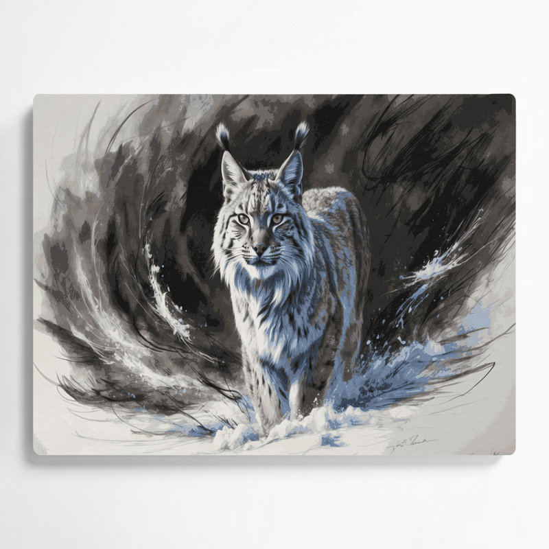 «Big Cats» sibérien Lynx, art mural en métal noir, H 20 po x l 30 po