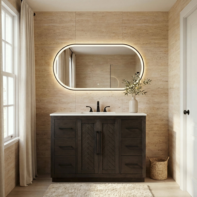 48 inch Single Bathroom Vanity, Chocolate Oak