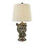 Lampe de table ours en résine 23 "bronze avec verres et abat-jour en lin-953712618-953712619
