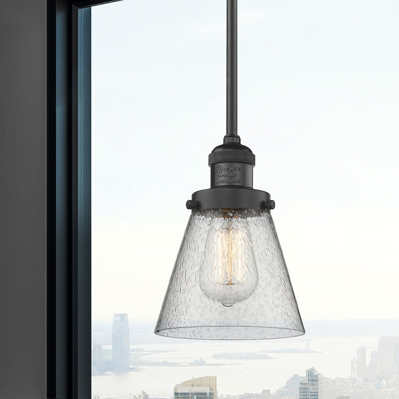 Luminaire suspendu en forme de cloche 1 lumière Hann, Grainé, Noir mat, Ampoule DEL 6 watts Vinage