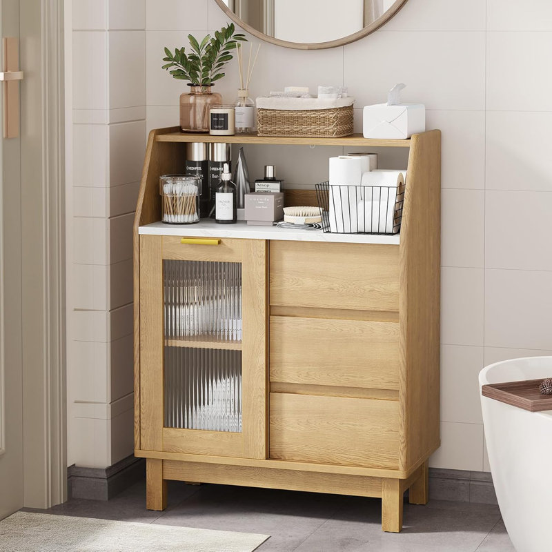 Bathroom Storage Cabinet, Small Storage Cabinets With Doors And Shelves, Coffee Bar Cabinet Buffet Sideboard Cabinet For Dining Room, Living Room, Entryway, Wood