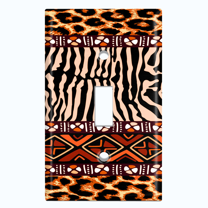 Couvercle de prise en métal pour interrupteur de lumière (motif safari tribal guépard africain - bascule simple)