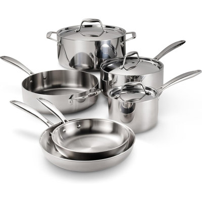 Tramontina Signature Tri-Ply Clad Stainless Steel 9-Piece Cookware Set With Lids, Pots And Pans Kitchen Set