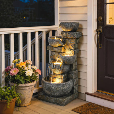 Outdoor Fountain with Lights