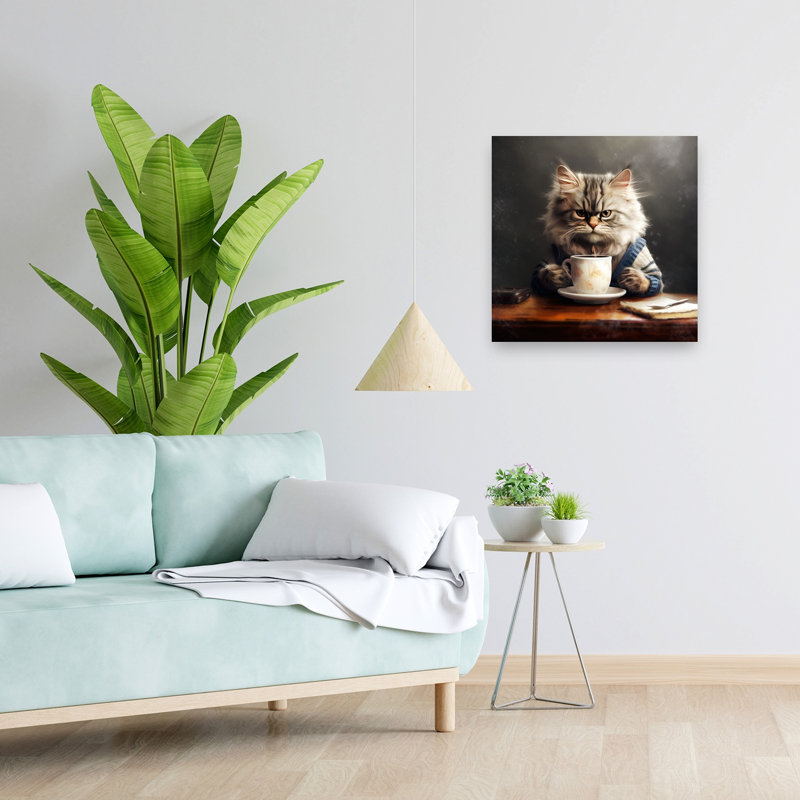«Grumpy Cat Coffee», art mural contemporain, 24" H x 24" W