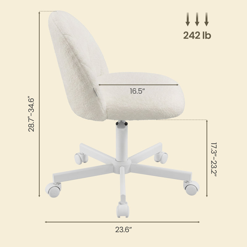 Chaise de travail à hauteur réglable Roxie, White