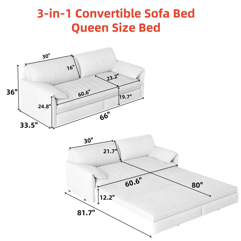 Causeuse convertible en velours avec rangement Boneless, Gris