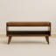 Banc en bois massif de châtaignier avec coussin d'assise en cuir
