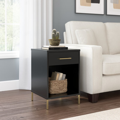 Sihi End Table With Drawer, Compact Side Table With Storage, Modern Design, Living Room, Bedroom, Furniture