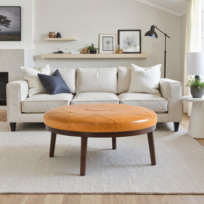 Full-Grain Genuine Italian Leather Ottoman