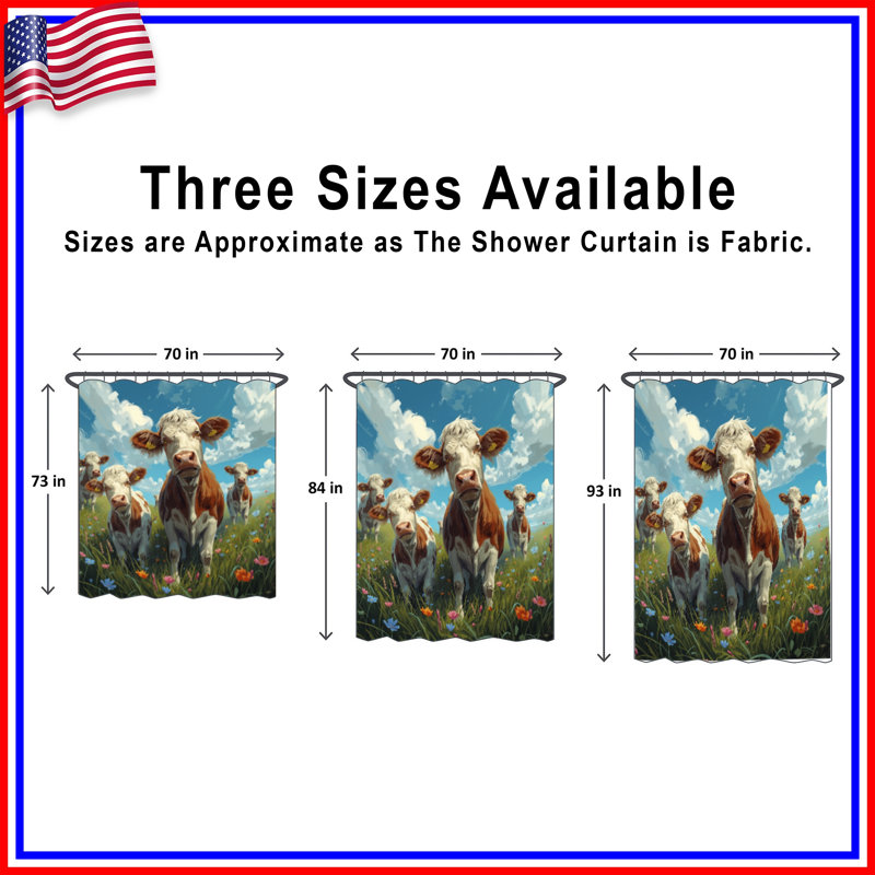 Rideaux de douche Cows In Flower Field, L 70 po x H 93 po