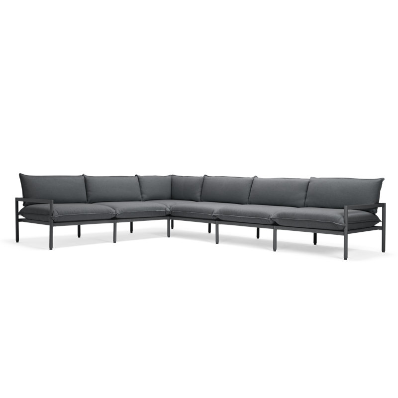 Terra 136'' Wide Reversible Powder Coated Aluminum Patio Sectional with Sunbrella® Cushions, Charcoal