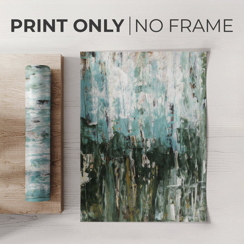 «Abstract Turquoise Forest II», impression sur toile seulement - non encadrée, H 27 po x l 18 po
