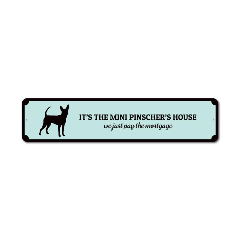 Mini enseigne en aluminium Pinscher House, H 6 po x l 24 po x P 0,06 po
