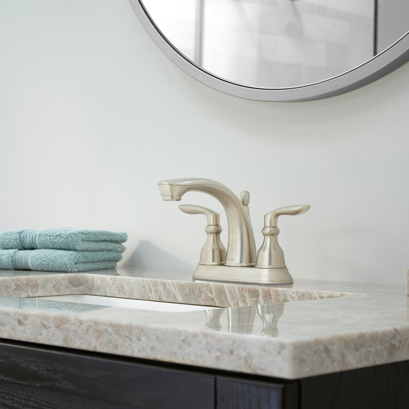 Robinet de salle de bain à poignée double avec drain Avalon, Nickel brossé