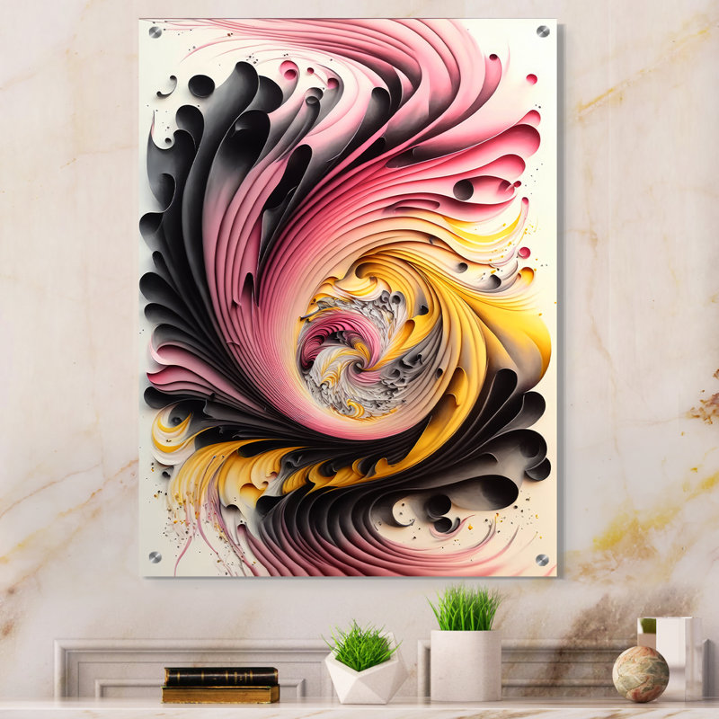 Peinture multicolore tourbillon I - Spirales abstraites, art mural moderne, H 20 po x l 12 po