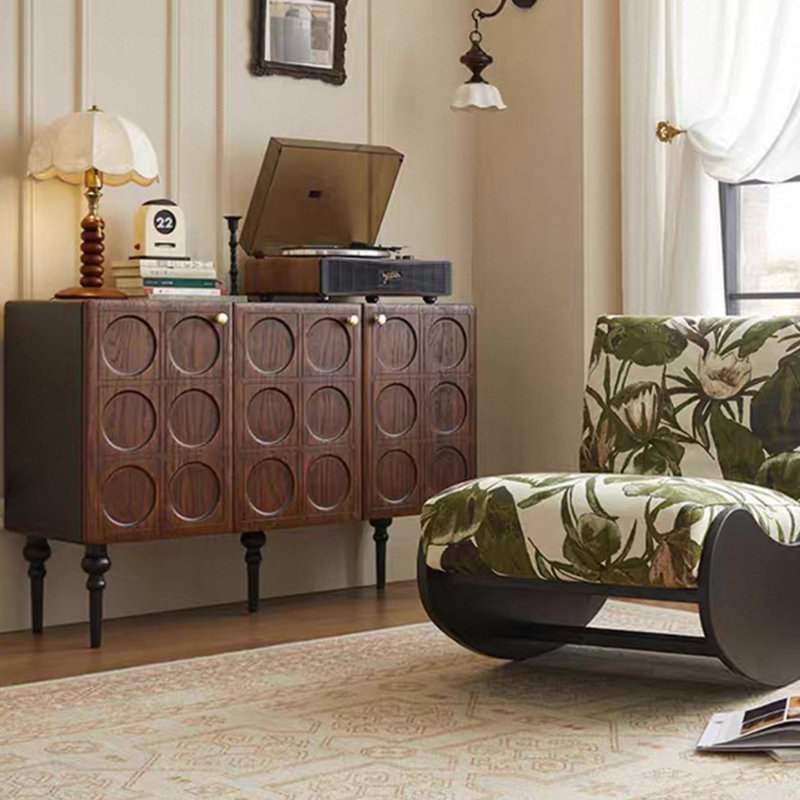 Retro Nut-Brown Solid Wood Sideboard