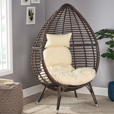 Outdoor Patio Teardrop Chair With And Water - Cushions, Metal Resin , 38.51 W X 32.43 D 59.73 H, Multi Brown Color