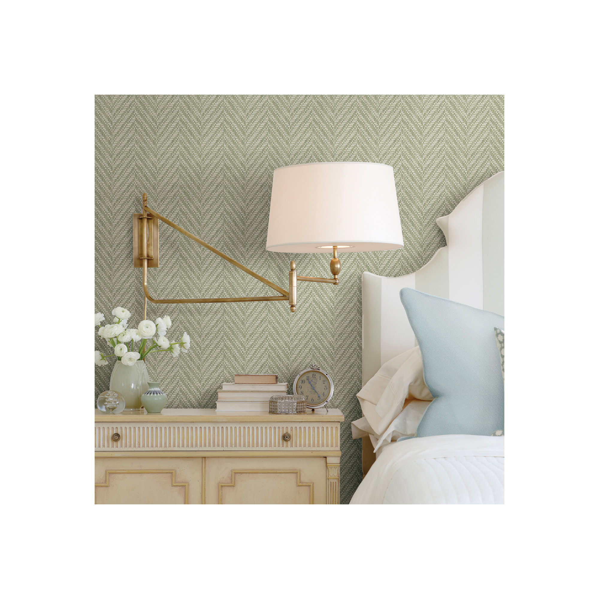 Ziggity Chevron Wallpaper, Meadow