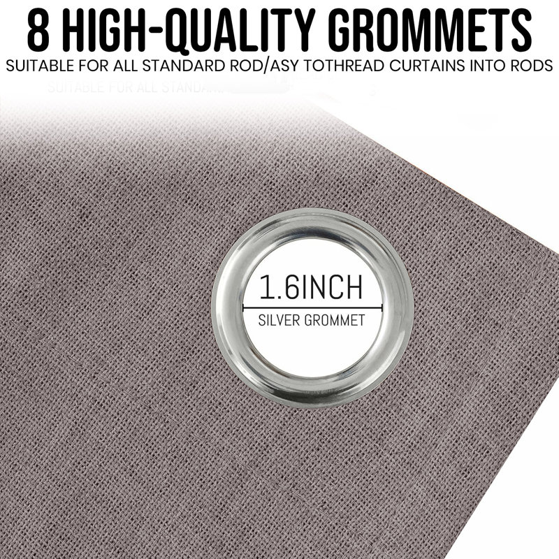 100% Linen Blackout Curtains with Eyelets – Ready Made (Set of 2), 168cm Width x 228cm Drop, Mocha