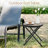 Folding Patio Side Table with Tempered Glass Tabletop