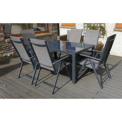 Eleni 6 - Person Patio Dining Set Umbrella Hole Included Rectangular Table