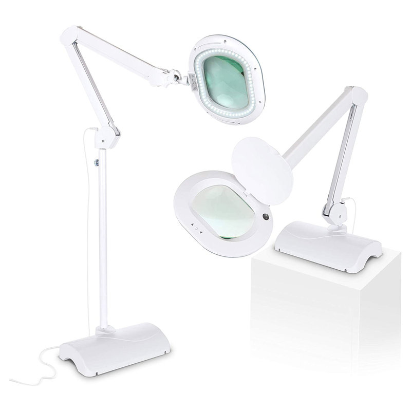 Lampe sur pied et de table 2 en 1 Lightview Pro à DEL, loupe 2,25X (5 dioptries) pour la lecture, l'artisanat et la mise au point
