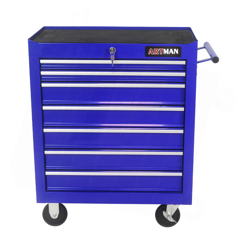Chariot à outils 7 roulettes multifonctionnel avec roulettes, Bleu