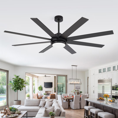 72" Smart Ceiling Fan with Light and Remote, App and Voice Control, Reversible Black and Walnut Blades, Dimmable 3CCT LED, 6-Speed Reversible DC Motor
