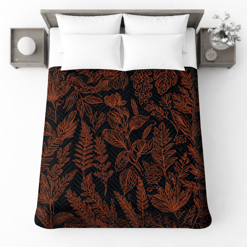 Couvre-lit matelassé à motif floral, Très grand lit