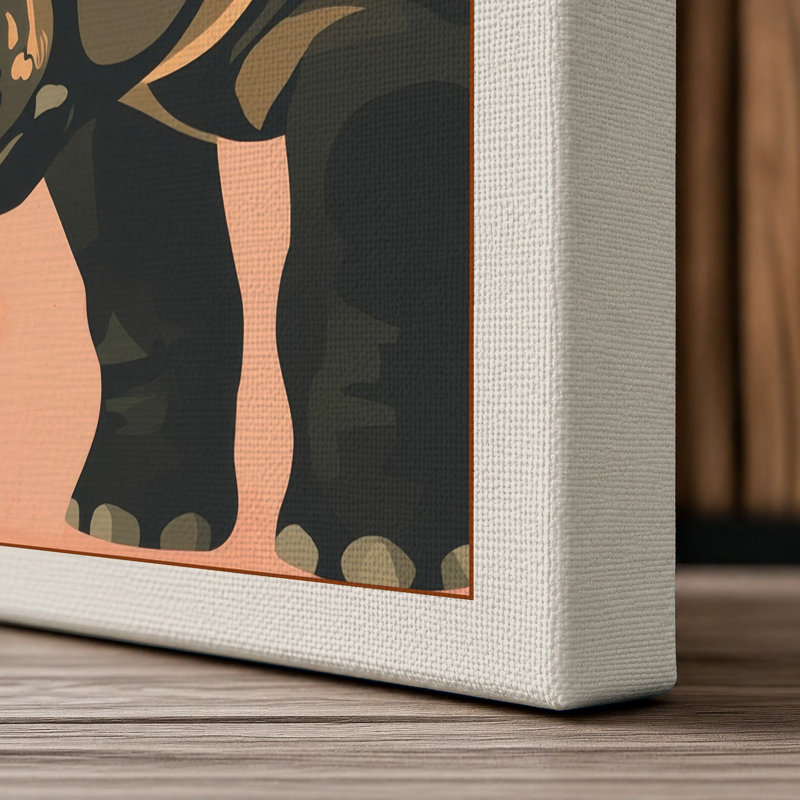 Hippopotamus Profile Modern - Wrapped Canvas, 24x16 - 61.0 x 40.6 cm, Cream Border