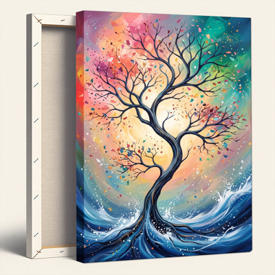 Colourful Tree Canvas Wall Art Oil Painting Print Set Of 1